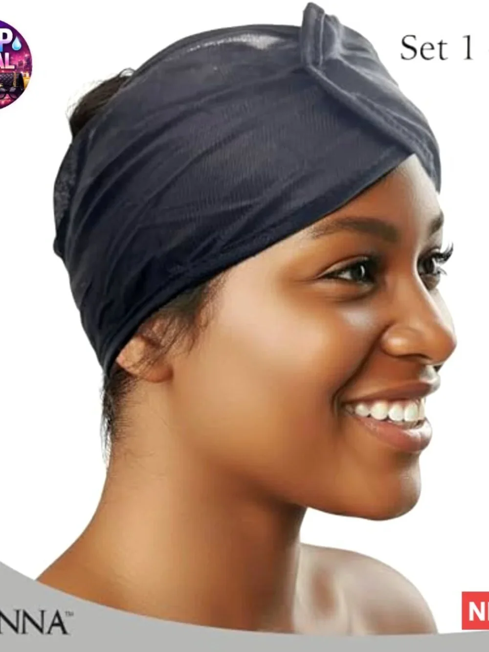 Satin and Mesh Hair Wrap Set, Adjustable Velcro Closure, Breathable Fabric